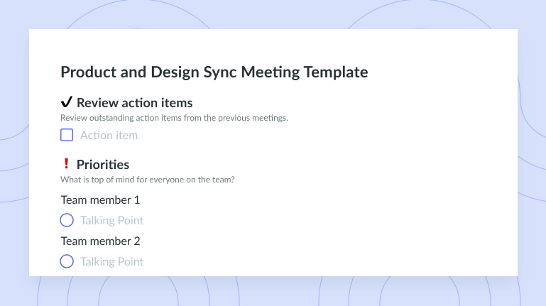 Product and Design Sync Meeting Template