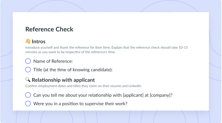 Reference Check Meeting Template