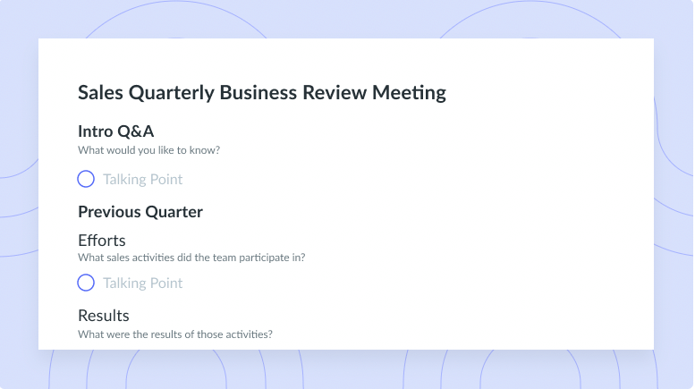 Sales Quarterly Business Review Meeting Template