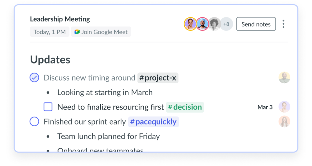 Add tags to meeting notes