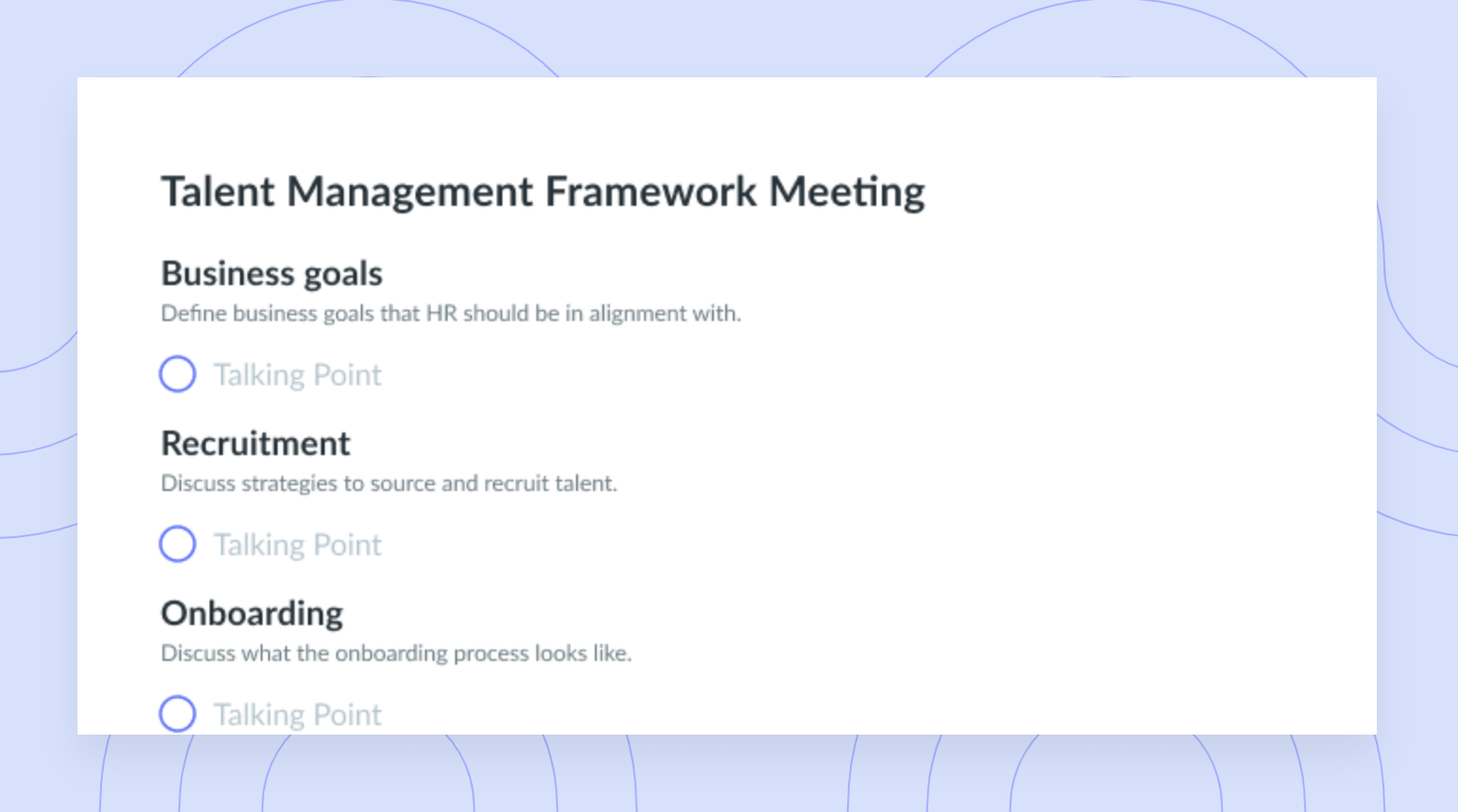 Talent Management Framework Meeting Template
