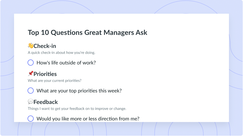 Top 10 Questions Great Managers Ask During 1-on-1’s
