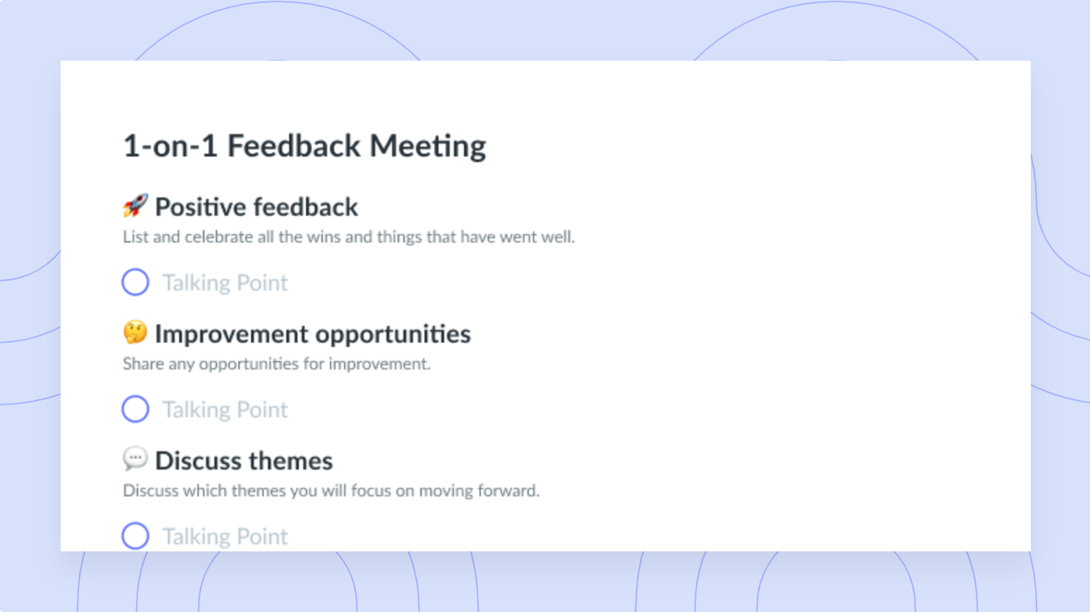 One-on-One Feedback Meeting Template