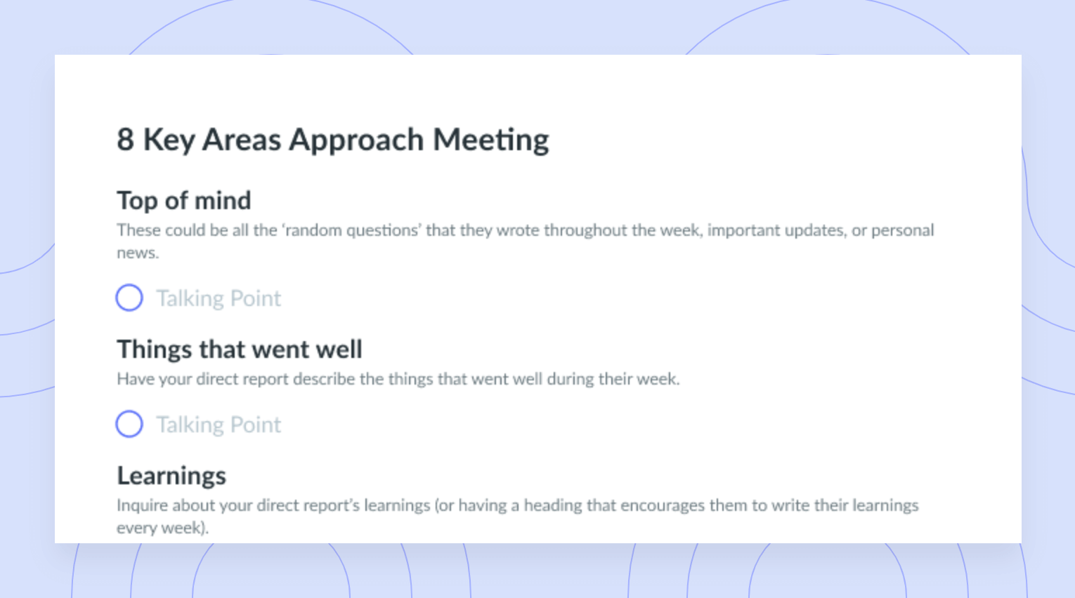 8 Key Areas Approach Meeting Template