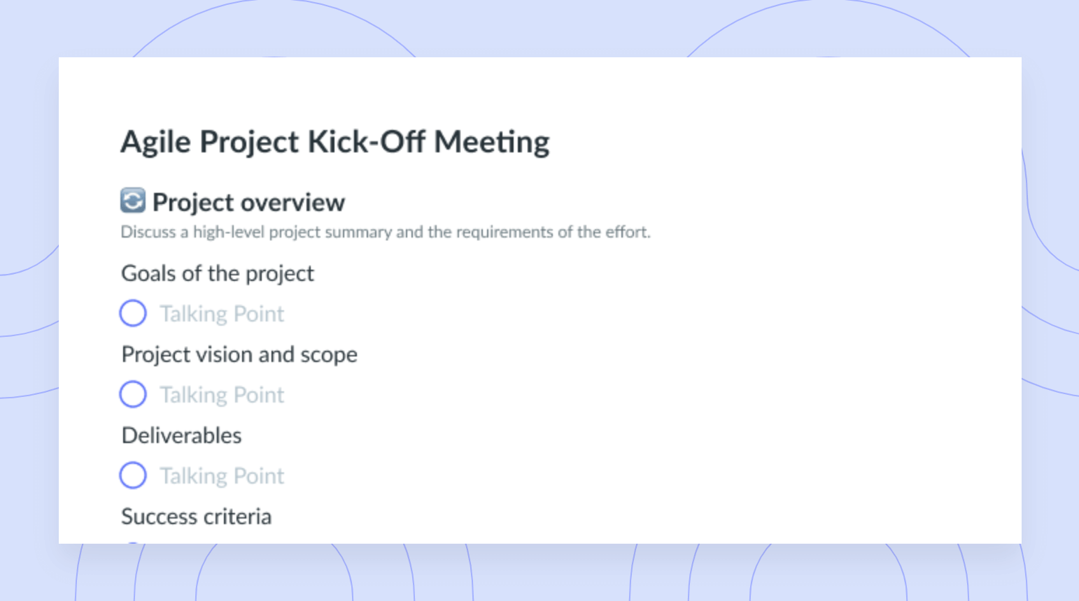 Agile Project Kick-Off Meeting Template