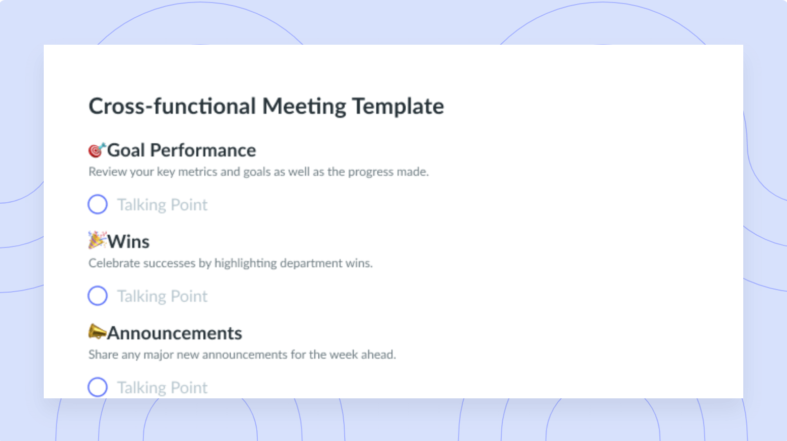 Cross-functional Meeting Template