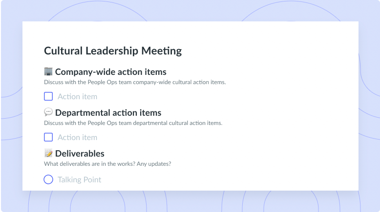 Cultural Leadership Meeting Template