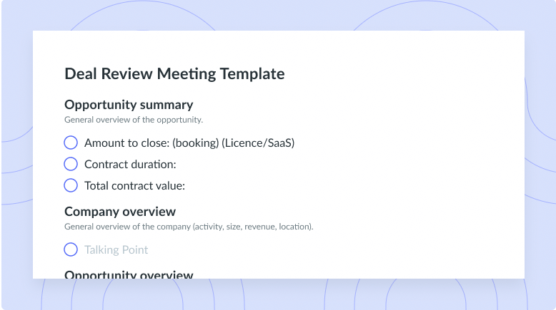 Deal Review Meeting Template
