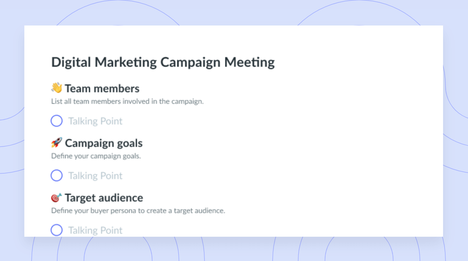 Digital Marketing Campaign Meeting Template