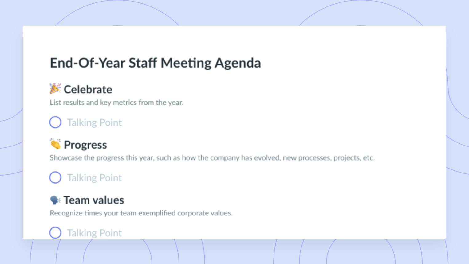 End-Of-Year Staff Meeting Agenda Template