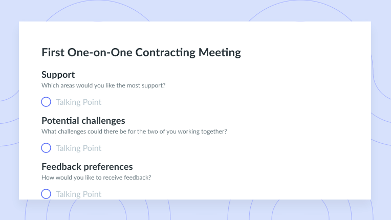 First One-on-One Contracting Meeting Template