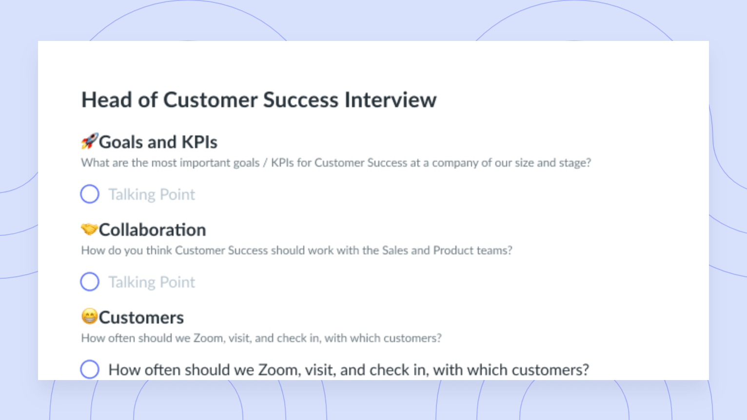 Head of Customer Success Interview Template
