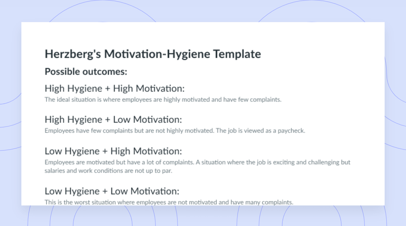 Herzberg’s Motivation-Hygiene Theory Template