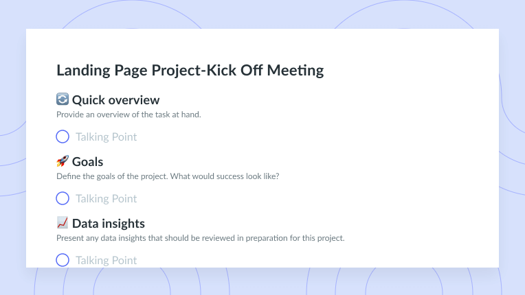 Landing Page Project-Kick Off Meeting Template