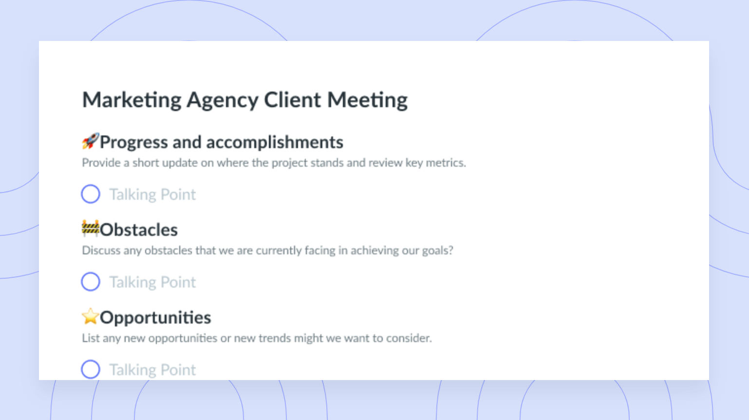 Marketing Agency Client Meeting Template