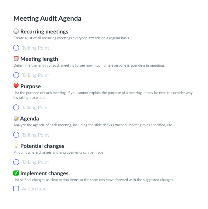 Meeting Audit Agenda Template Fellow app