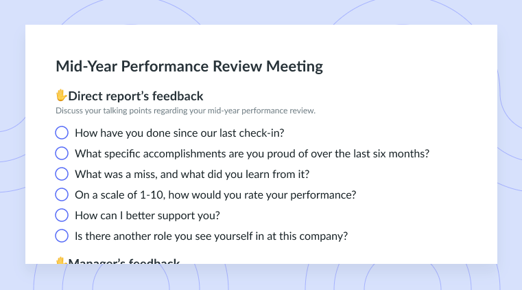 Mid-Year Performance Review Meeting Template