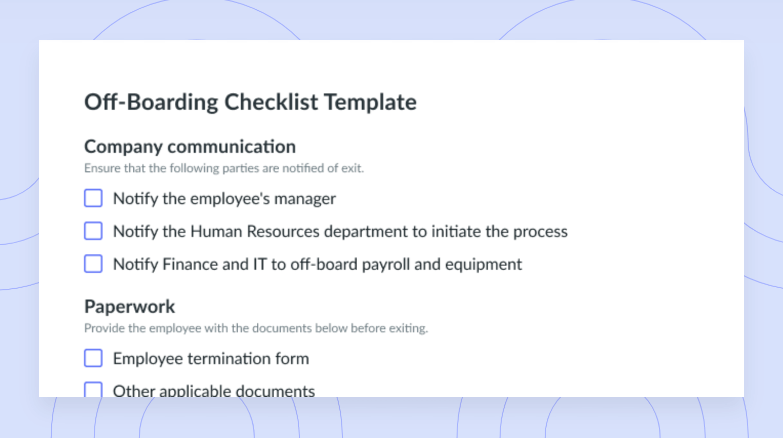 Off-Boarding Checklist Template