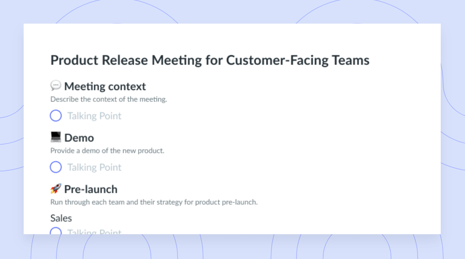 Product Release Meeting for Customer-Facing Teams Template