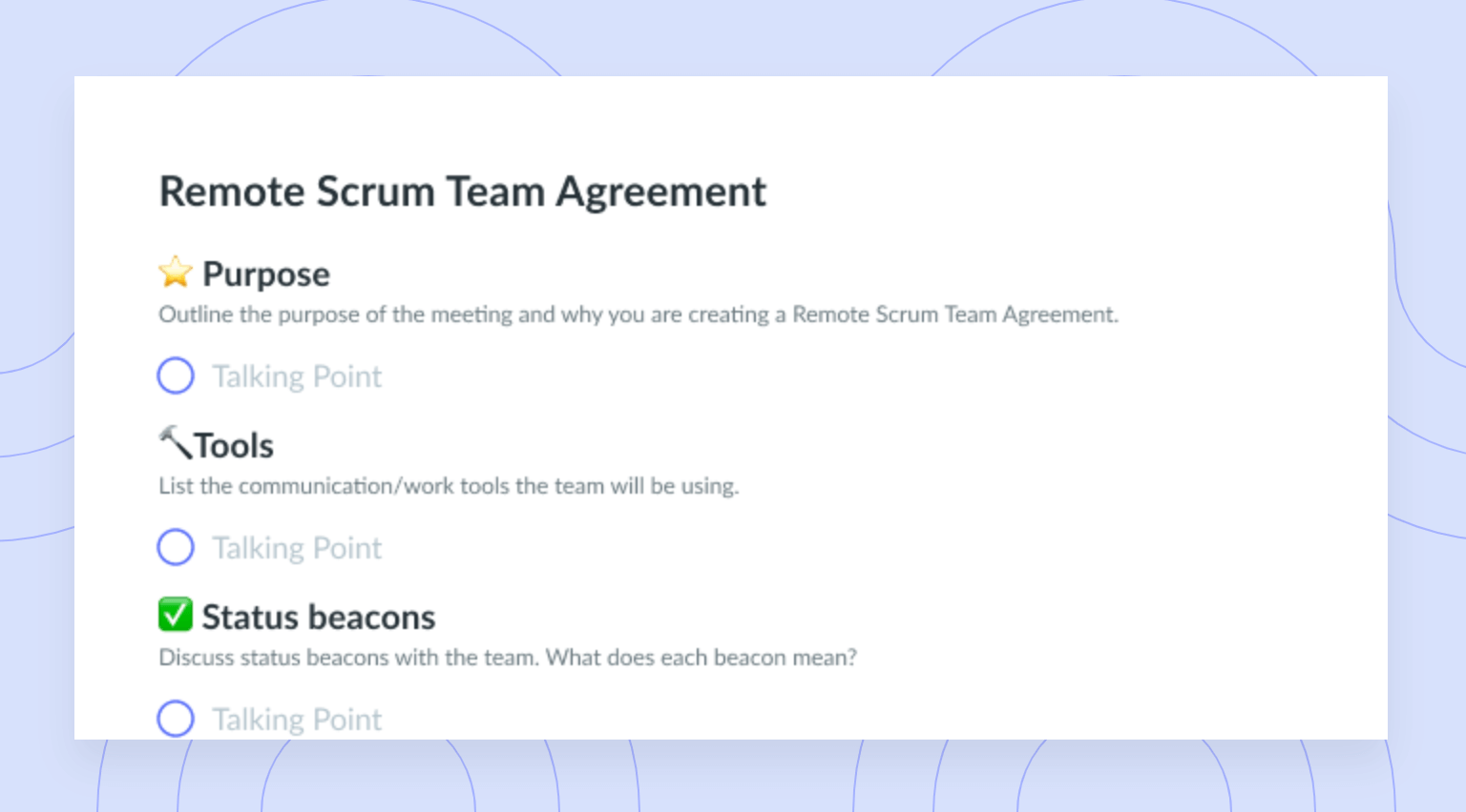 Remote Scrum Team Agreement Template