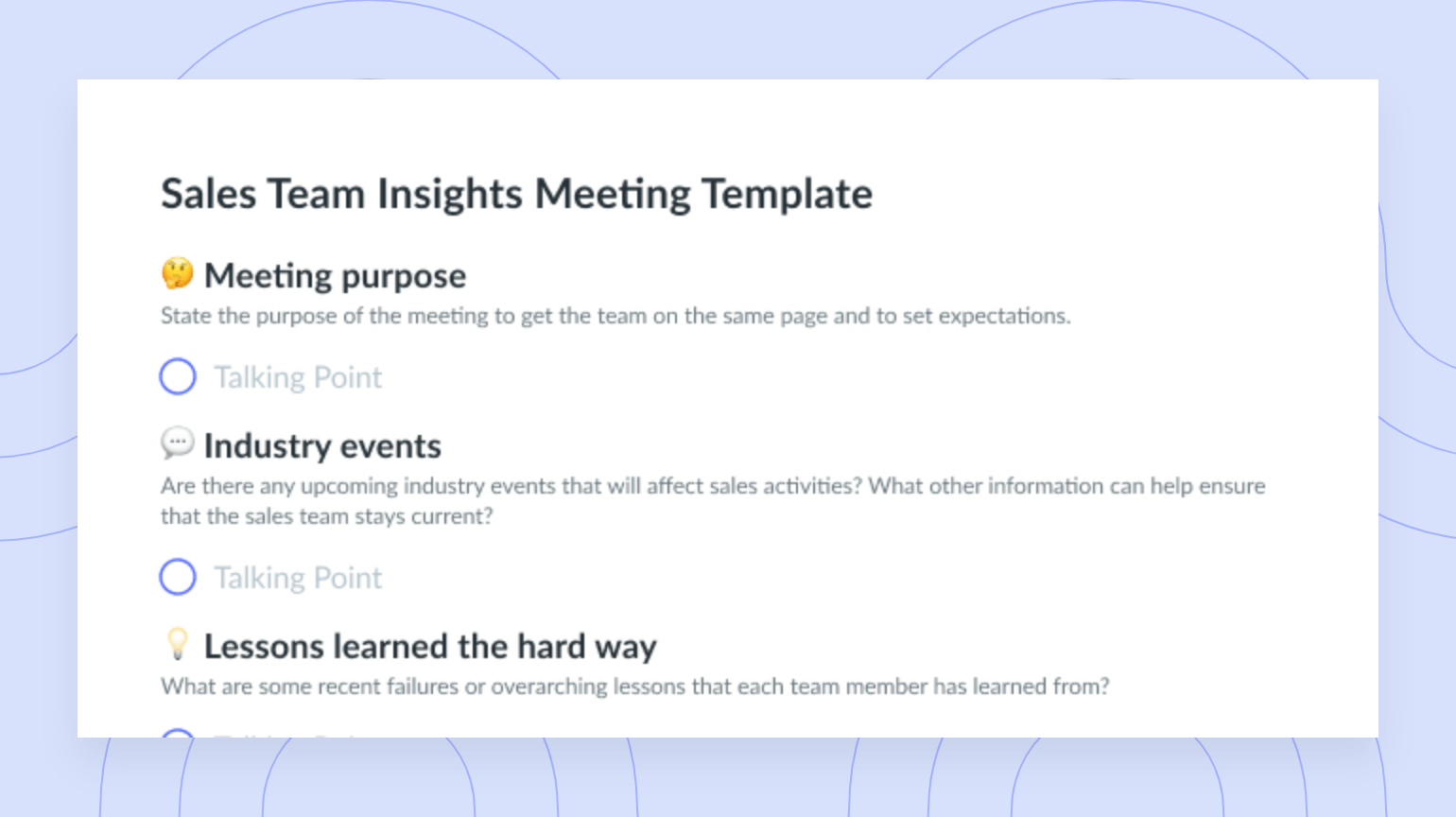 Sales Team Insights Meeting Template