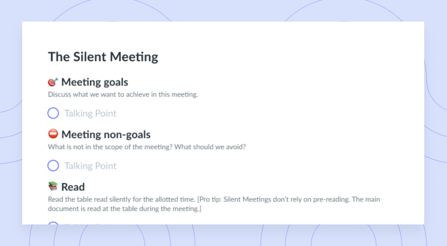 The Silent Meeting Template