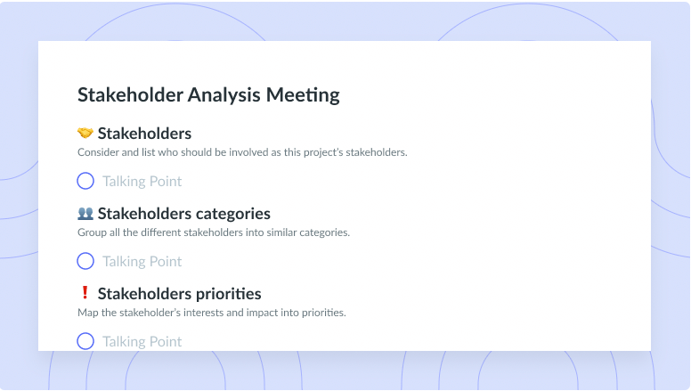 Stakeholder Analysis Meeting Template