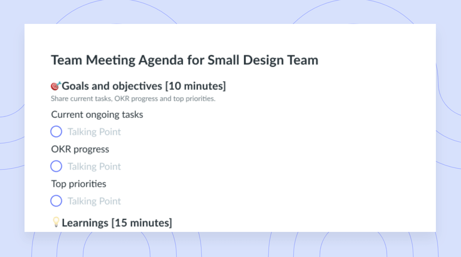 Team Meeting Agenda for Design Team | Fellow.app