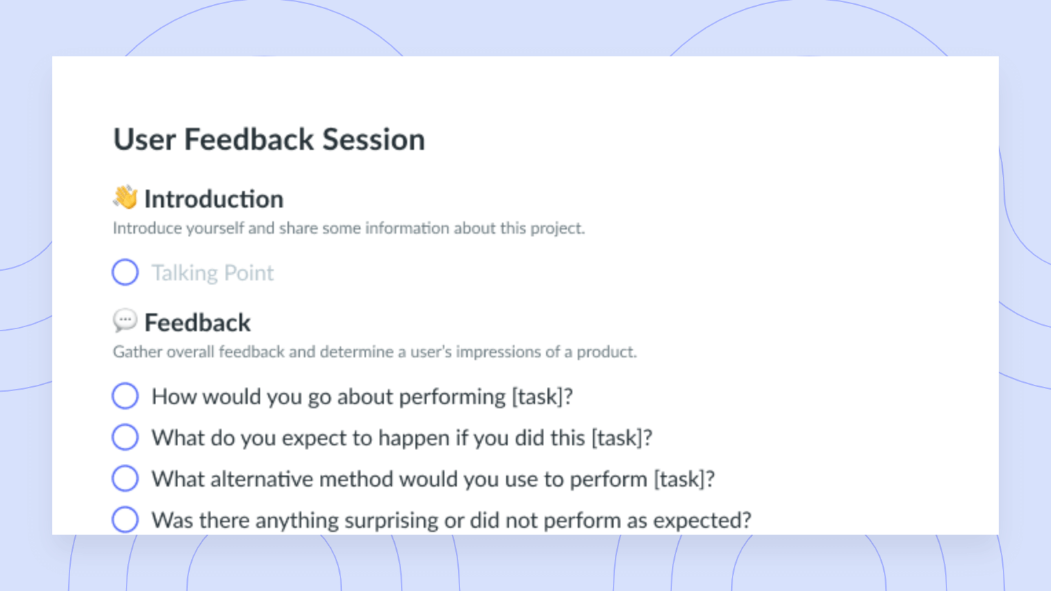 User Feedback Session Template