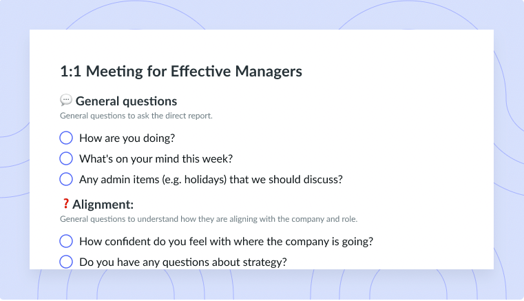 1:1 Meeting for Effective Managers Template
