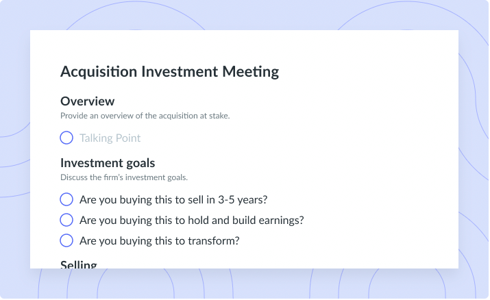 Acquisition Investment Thesis Meeting Template