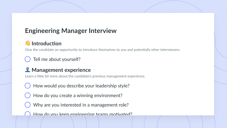 Engineering Manager Interview Template