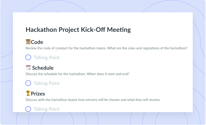 Hackathon Project Kick-Off Meeting Template