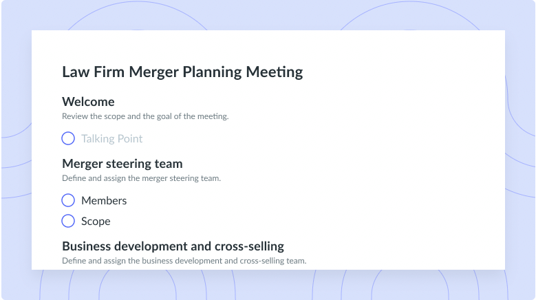 Law Firm Merger Planning Meeting Template