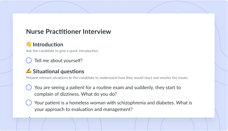 Nurse Practitioner Interview Template