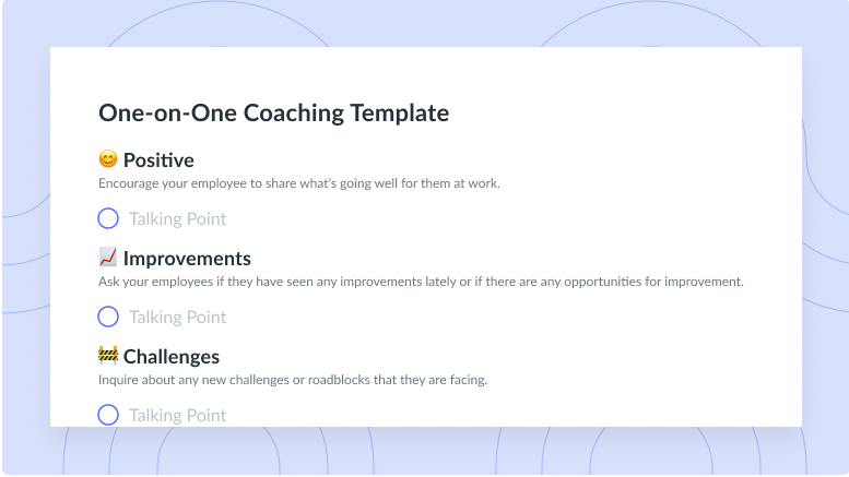 One-on-One Coaching Template