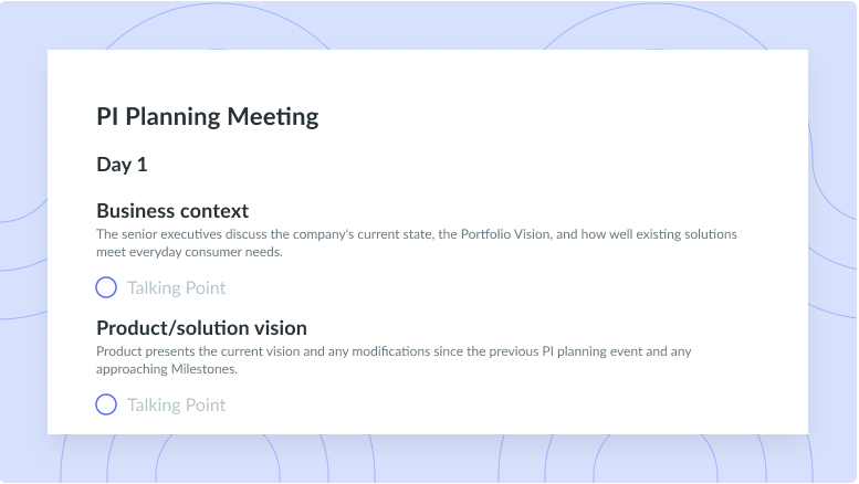 PI Planning Meeting Template