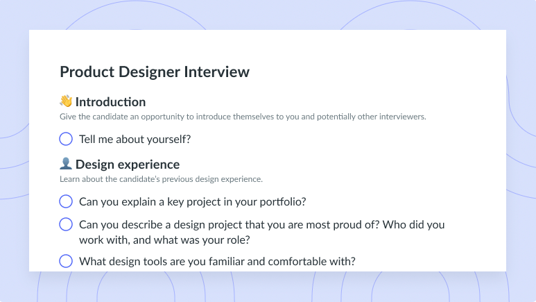 Product Designer Interview Template