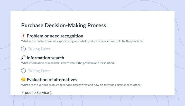 Purchase Decision Making Process Template