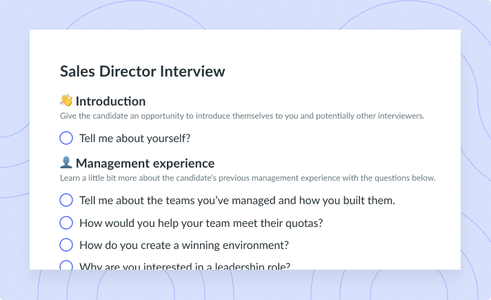 Sales Director Interview Template