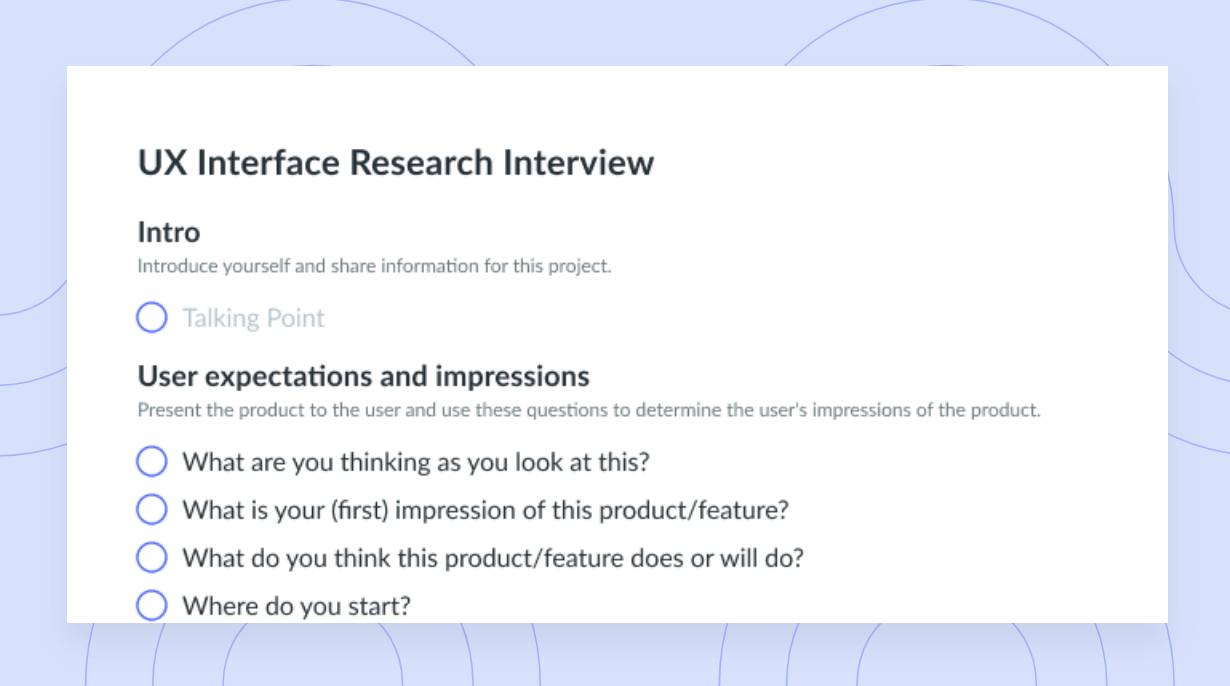 UX Interface Research Interview Agenda