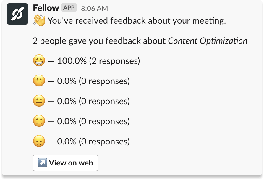 You've received feedback about your meeting message in Slack