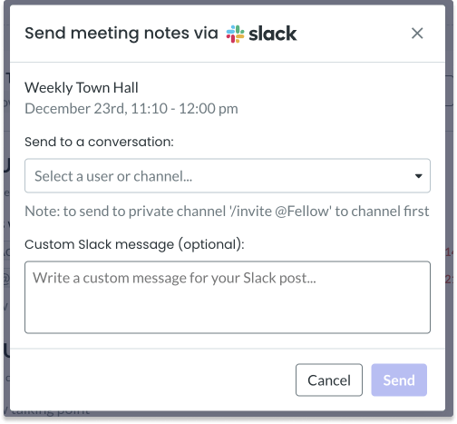 Send notes from Fellow to Slack