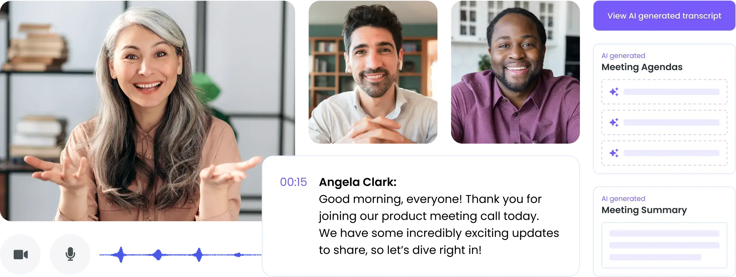 Remote workers reading meeting transcription and summary generated by Fellow AI meeting assistant