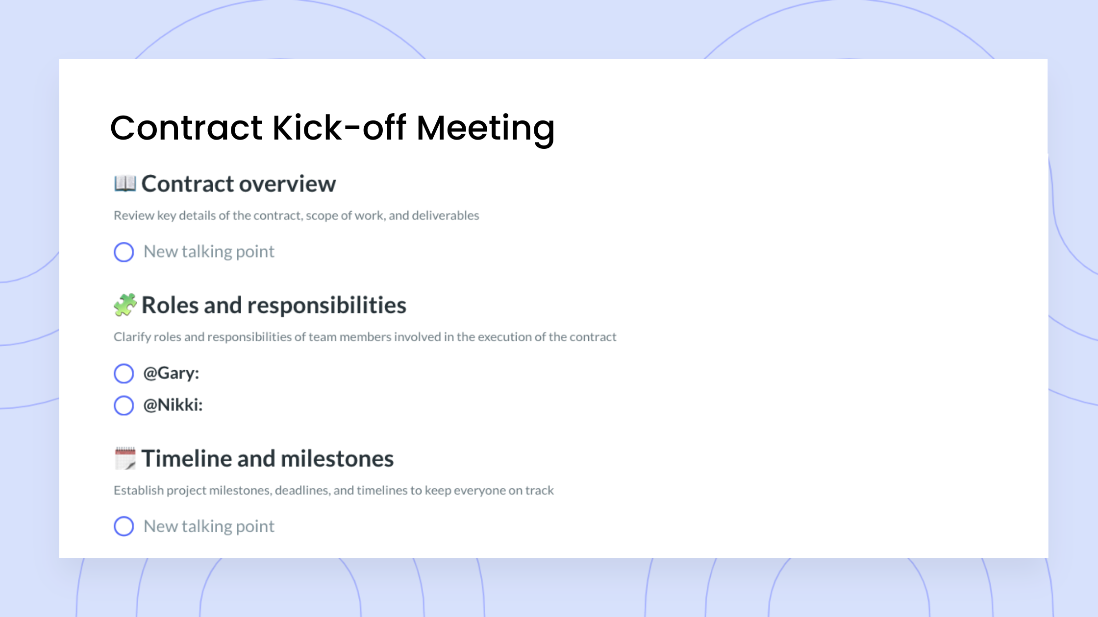 Contract Kick-off Meeting Template