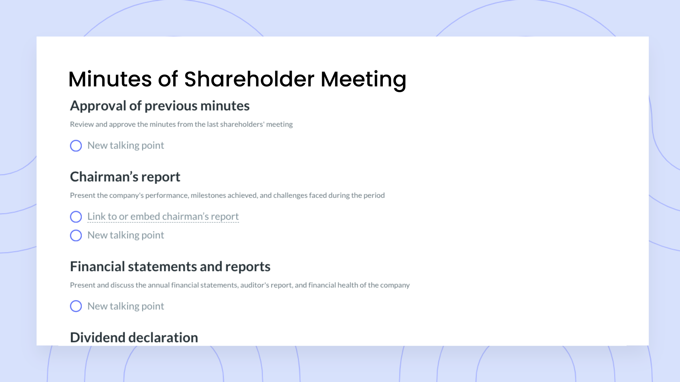 Minutes of Shareholders Meeting Template