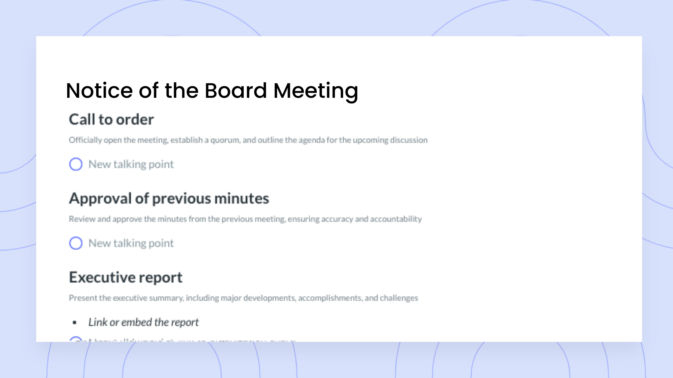 Notice of Board Meeting Template