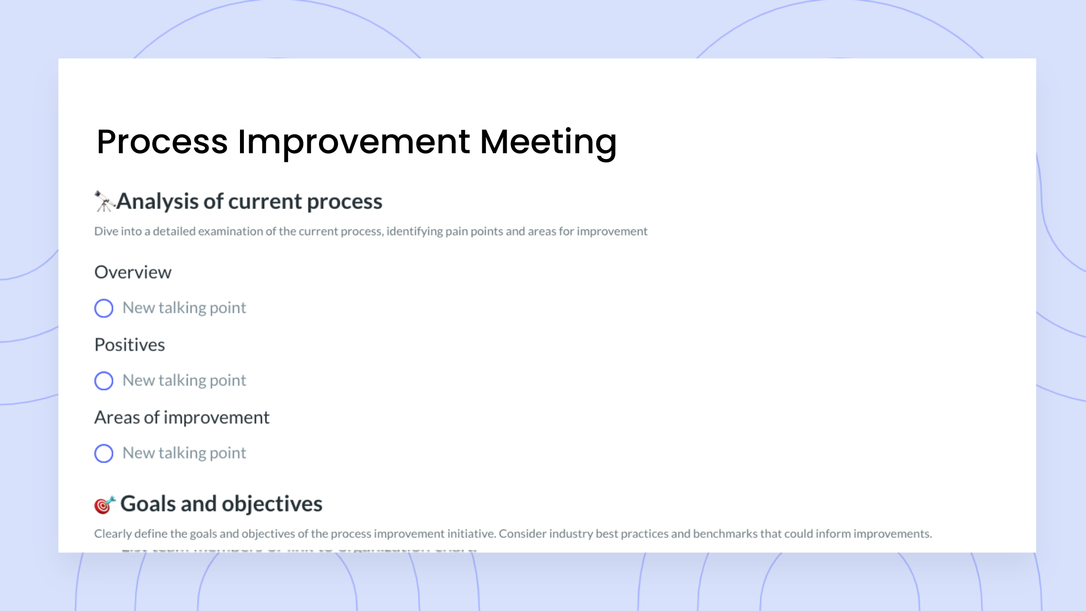Process Improvement Meeting Template