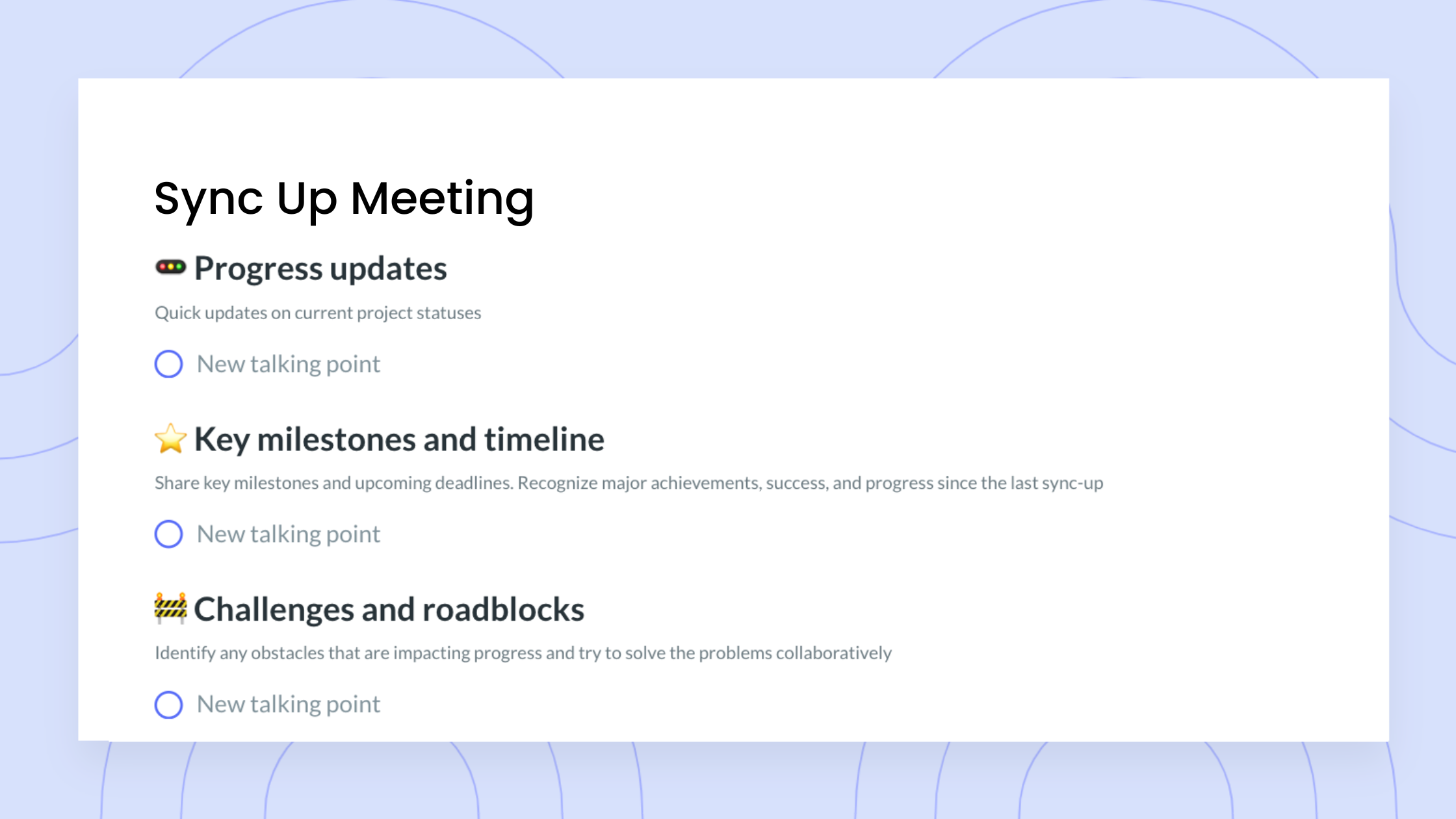 Sync Up Meeting Agenda Template
