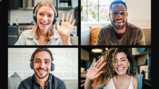 video call with four attendees celebrating the end of the year